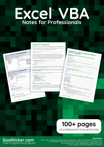 Excel VBA Notes for Professionals book